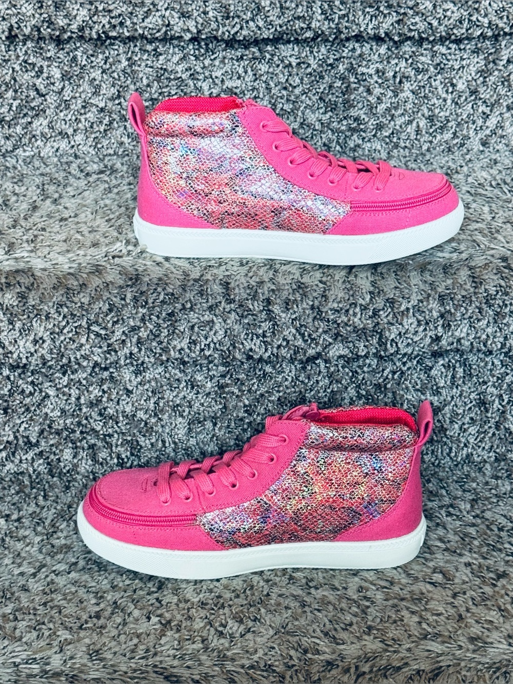 Billy Brand ! Bright Pink Kids High-Top Shoe Accessory with Glitter Panels - Picture 3 of 11